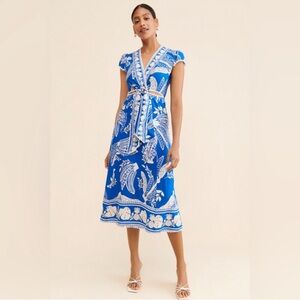 Farm Rio Midi Blue Lace Banana Dress
